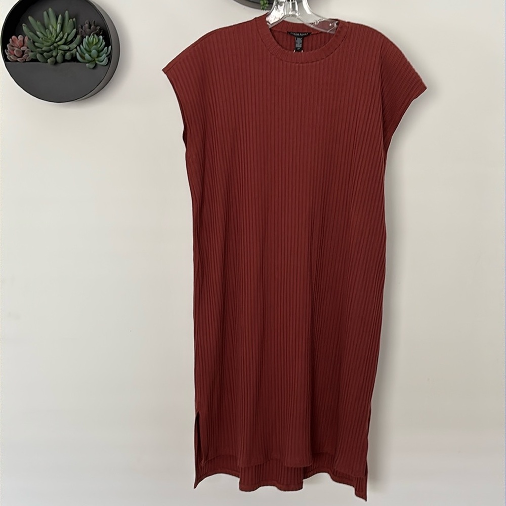 Eileen Fisher Brown Red Sheath Dress with Dolman Cap Sleeves